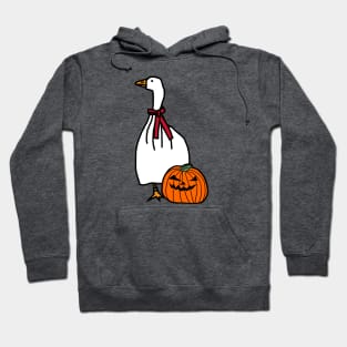 Gaming Goose with Stolen Halloween Horror Pumpkin Ghost Costume Hoodie